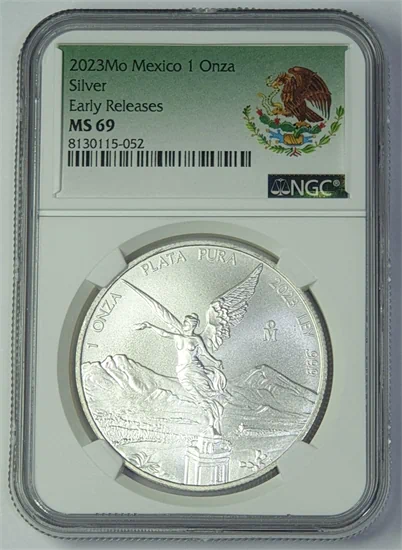 מטבע כסף פסל הניצחון מקסיקו סיטי דירוג MS69 שנת 2023