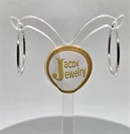 זוג עגילים דגם חישוק עגול קוטר 25 מ"מ בזהב לבן 14K