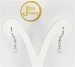 זוג עגילים חישוקים נתלים דגם סוליטר וטיפה עם אבני זירקון בכסף 925