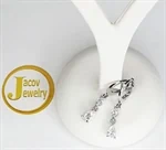 זוג עגילים חישוקים נתלים דגם סוליטר וטיפה עם אבני זירקון בכסף 925 2