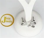 זוג עגילים דגם מיקי מאוס עם אבני זירקון אוזניים חלקות סוגר פרפר בכסף 925 2