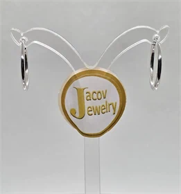 זוג עגילים דגם חישוק עגול קוטר 18 מ"מ בזהב לבן 14K