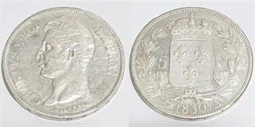 מטבע כסף עתיק קארל X צרפת 5 פרנק שנת 1830 A