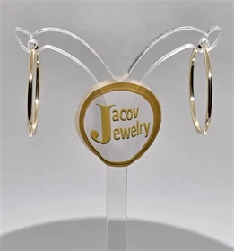 זוג עגילים דגם חישוק עגול קוטר 25 מ"מ בזהב צהוב 14K