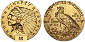 מטבע זהב ראש אינדיאני נשר 2.5 דולר ארה"ב