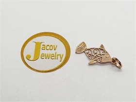תליון דגם דג פיליגרן בזהב אדום רוז גולד 14K