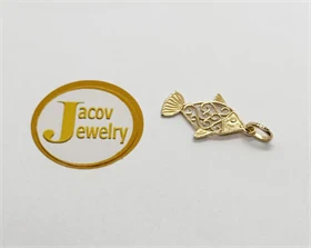 תליון דגם דג פיליגרן בזהב צהוב 14K