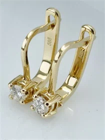 זוג עגילים דגם הנסיכה יהלומים טבעיים זהב צהוב 14K