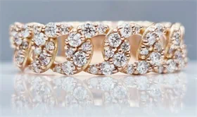 טבעת דגם צמה מיוחדת מאוד ויוקרתית יהלומים טבעיים זהב אדום (רוז גולד) 14K