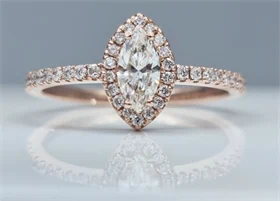 טבעת דגם מרקיזה יהלומים טבעיים זהב אדום (רוז גולד) 14K