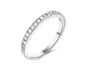 טבעת דגם חצי פס יהלומים טבעיים זהב לבן 14K