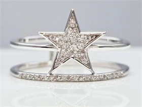 טבעת דגם כוכב יהלומים טבעיים מיוחדת מאוד זהב לבן 14K
