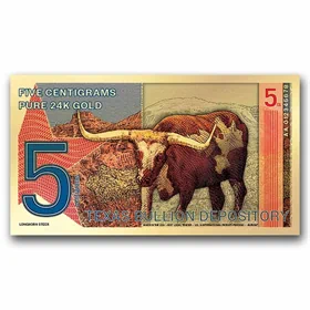 שטר הזהב 5 סנטיגרם טקסס פר לונגהורן ארה"ב