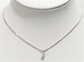 שרשרת ותליון דגם סוליטר יהלום טבעי זהב לבן 14K