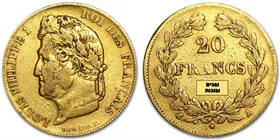 מטבע זהב לואי פיליפ הראשון 20 פרנקים צרפת