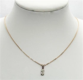 שרשרת ותליון דגם מרקיזה יהלום טבעי סגנון וינטג' זהב אדום (רוז גולד) 14K