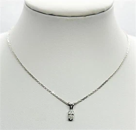 שרשרת ותליון דגם מרקיזה יהלום טבעי סגנון וינטג' זהב לבן 14K