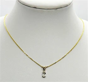 שרשרת ותליון דגם מרקיזה יהלום טבעי סגנון וינטג' זהב צהוב 14K