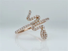 טבעת דגם נחש יהלומים טבעיים זהב אדום (רוז גולד) 14K