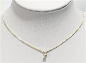 שרשרת ותליון דגם סוליטר יהלום טבעי זהב צהוב 14K