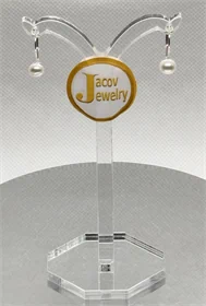 זוג עגילים דגם חישוק פנינה טבעית בכסף 925