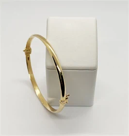 צמיד קשיח חלול דגם חלק זהב צהוב 14K