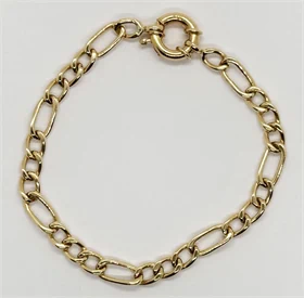 צמיד חלול דגם פיגרו זהב צהוב 14K עם סוגר גדול מיוחד באורך 17 ס"מ