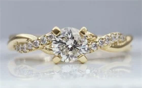 טבעת דגם הנסיכה יהלומים טבעיים זהב צהוב 14K
