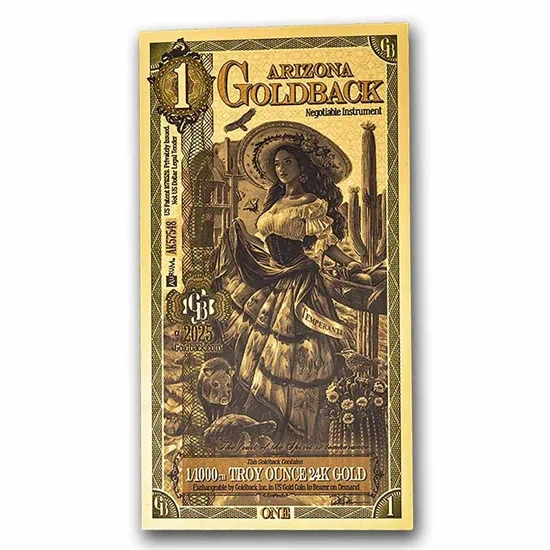 שטר הזהב 1 Goldback אריזונה ארה"ב