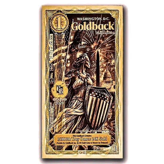 שטר הזהב 1 Goldback וושינגטון D.C ארה"ב