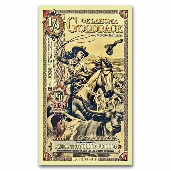 שטר הזהב 1/2 Goldback אוקלהומה ארה"ב