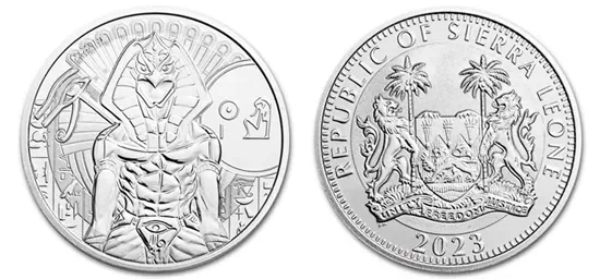 מטבע כסף ראה מלך כל האלים המצריים 1 דולר הרפובליקה של סיירה לאון שנת 2023